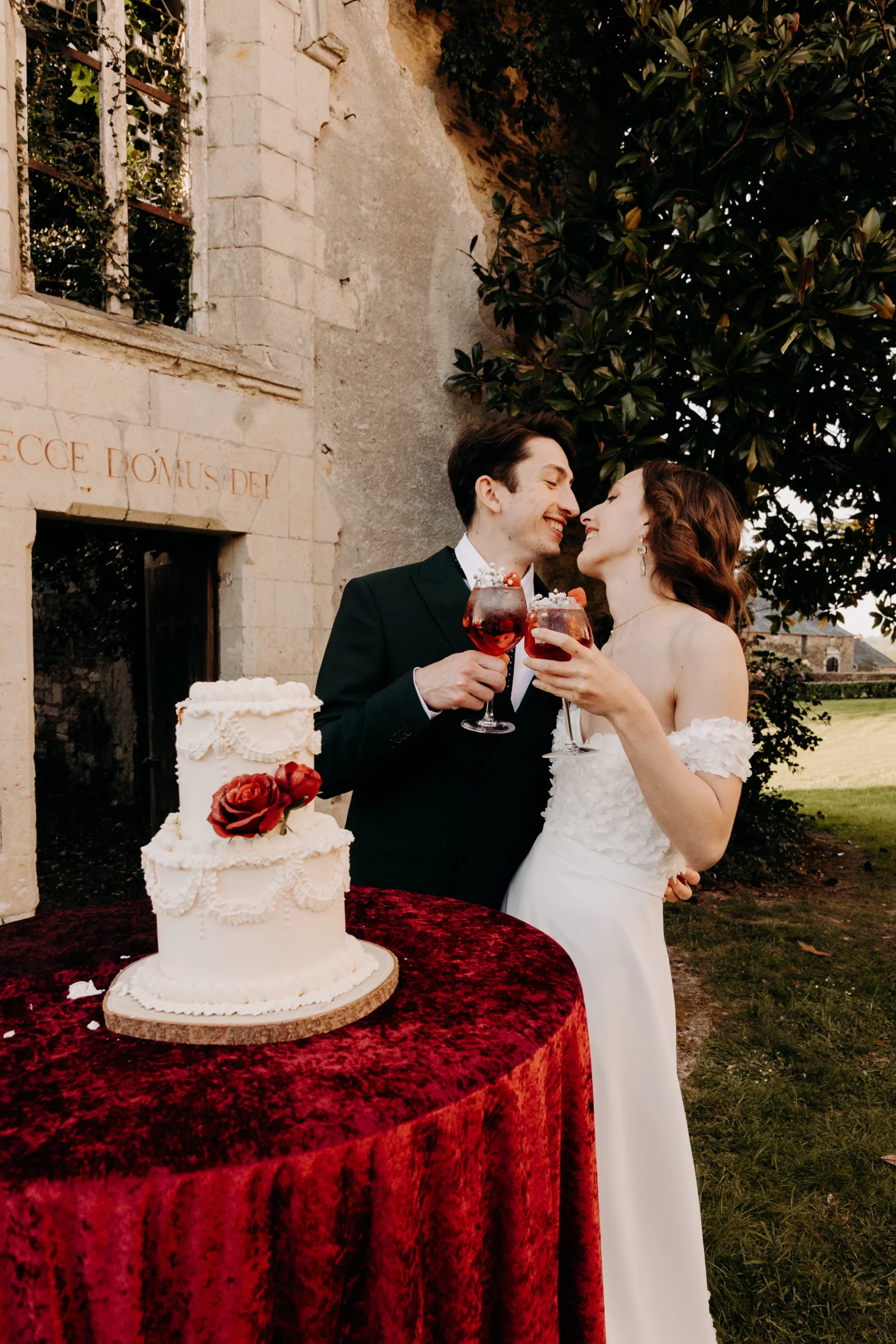 Couple de mariés au chateau du Pordor Bretagne
