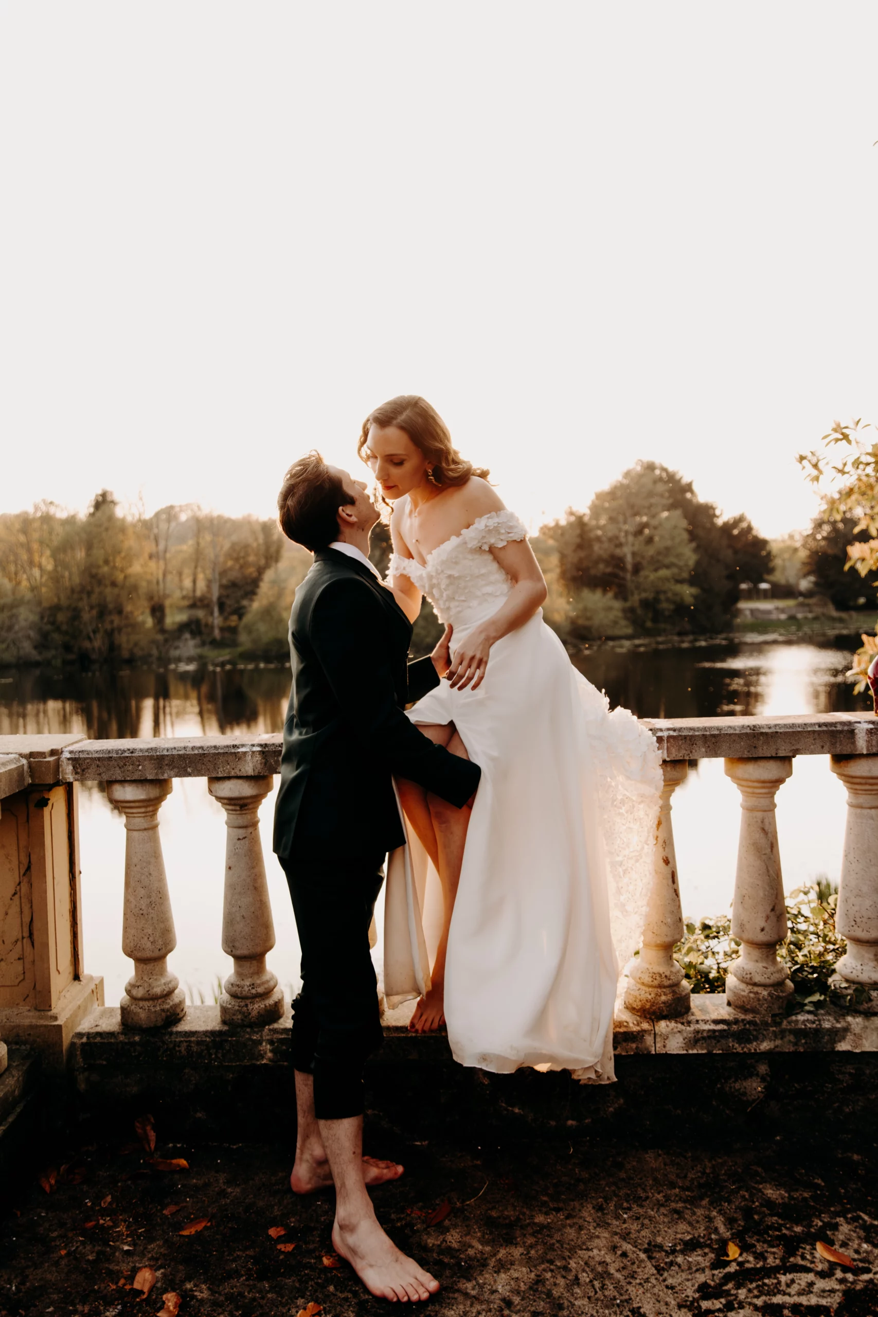 Couple de mariés au chateau du Pordor Bretagne